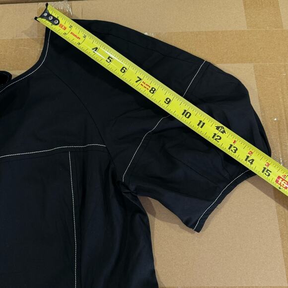 NWT Madewell Puff-Sleeve Drop-Waist Midi Dress Lightweight Cotton Black Size 0 - Picture 14 of 15